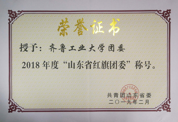 齐鲁工业大学团委荣获2018年度“山东省红旗团委”荣誉称号