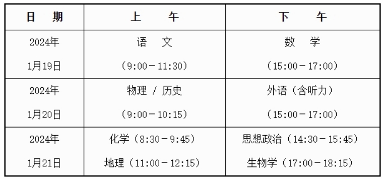 广西2024年高考适应性演练考试时间