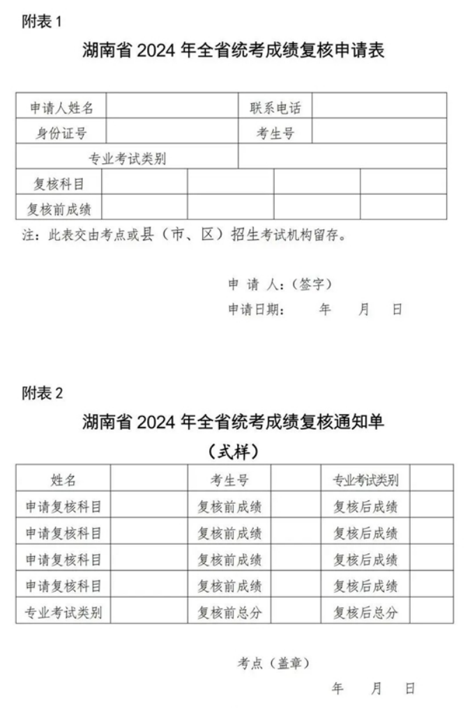 湖南2024年艺术类专业省统考成绩复核实施办法
