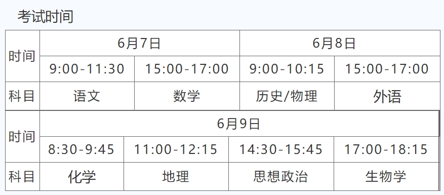 福建2024年高考时间什么时候？考几天？