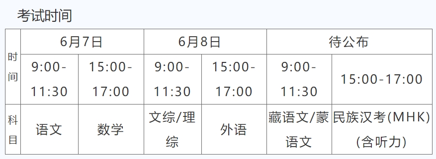 青海2024年高考时间什么时候？考几天？