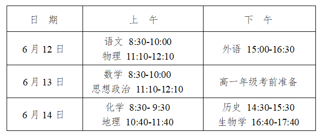 湖南2024年高中学考考试科目