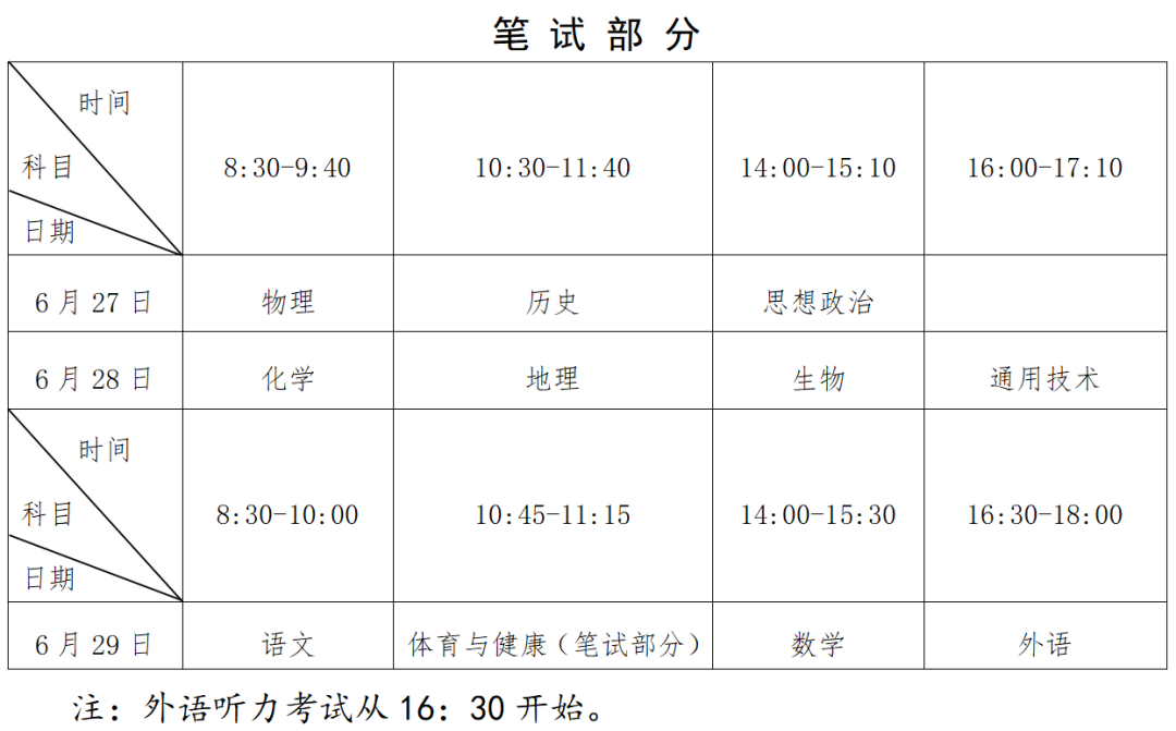 福建2024年6月普通高中学考考试时间