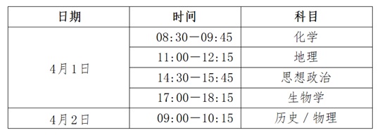 贵州省2026年普通高中学业水平选择性考试科目适应性测试将于4月1日举行